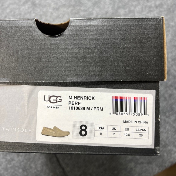 NIB UGG Mens 8 Henrick Perforated Leather Driving Moccasins Taupe Loafer 1010639 - Picture 11 of 11